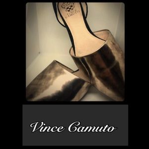 Burnished Metallic and Suede Pointy Toe Flats